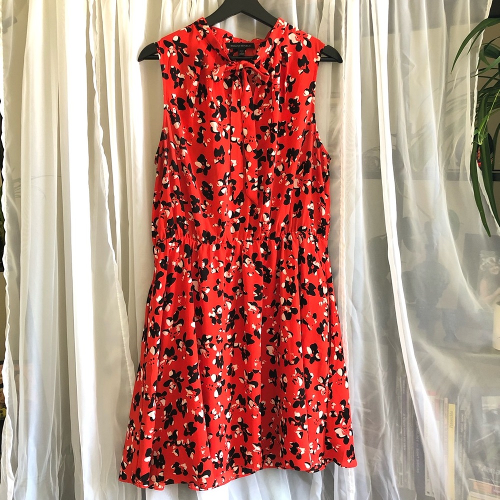 Banana Republic Petite Orange/Red & Black Dress